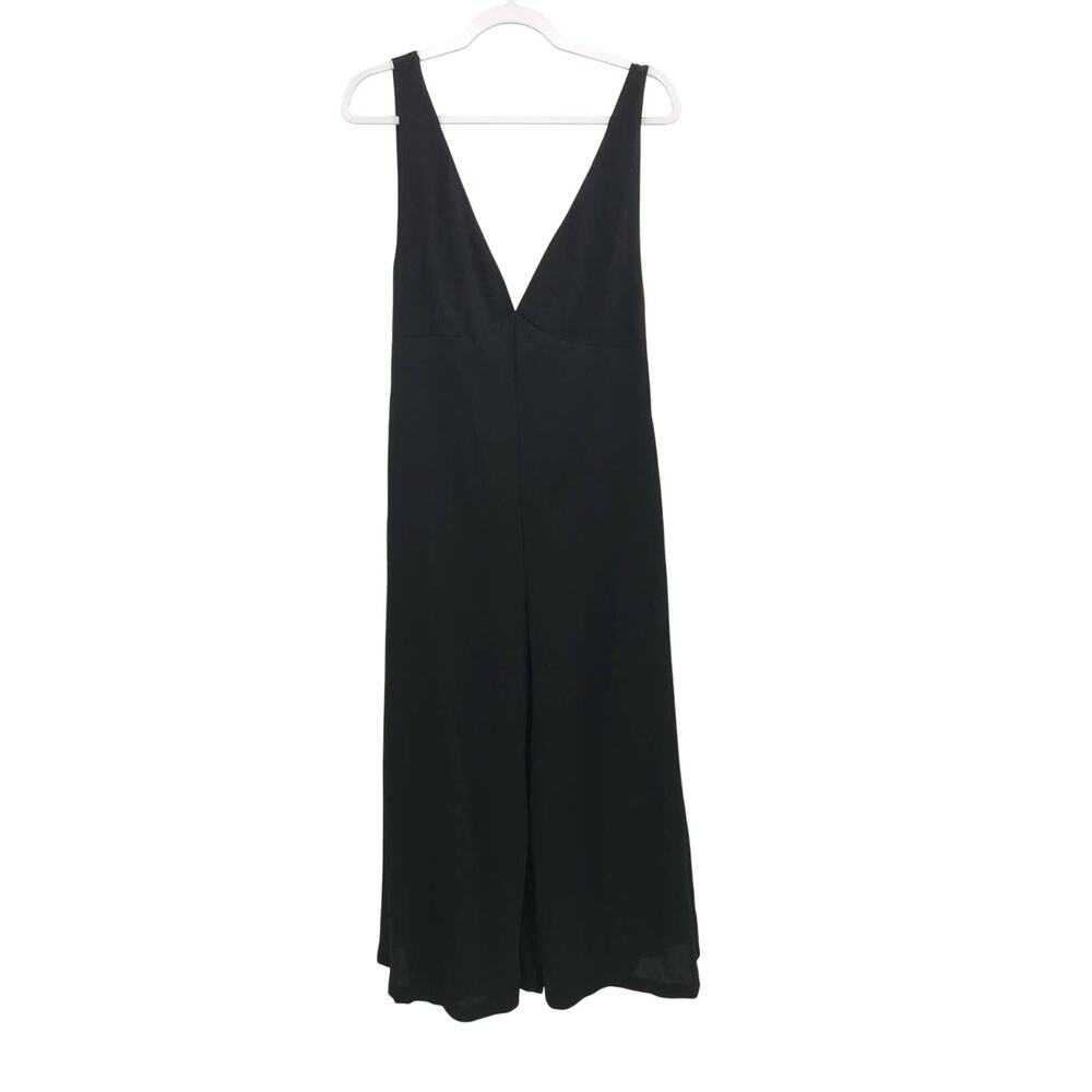 Line + Dot Black Deep V-Neck Wide Leg Cropped Jumpsuit Womens M